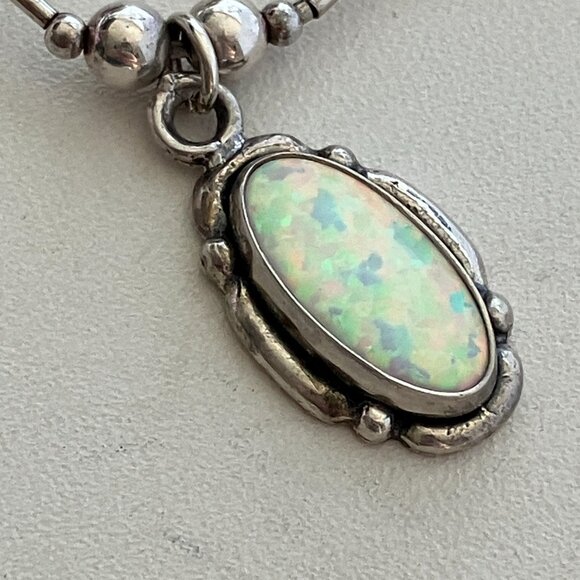 Opal, 925 Silver Silk Native Nacklace 16" - Picture 5 of 7